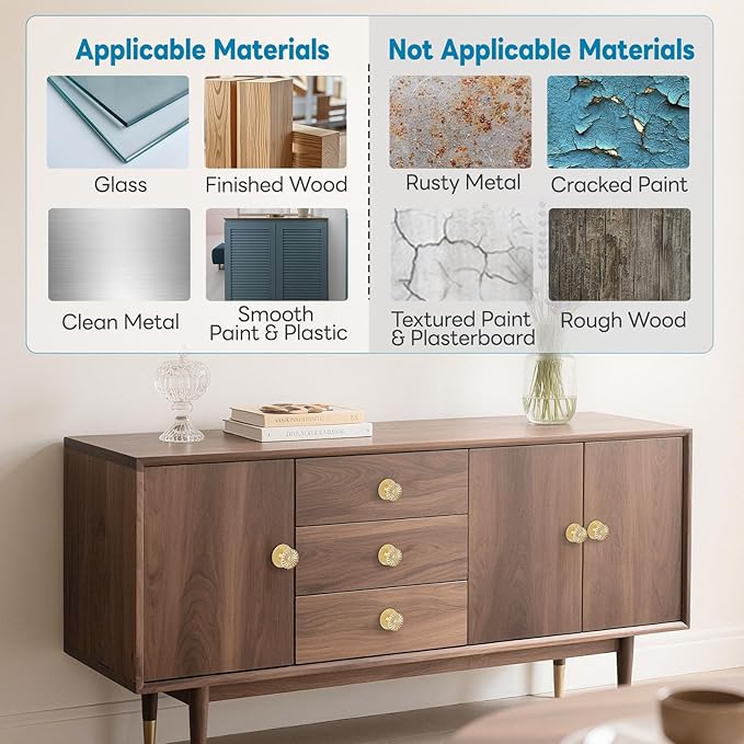 Self Adhesive Drawer Knobs, 2 Pack Self Stick Door Pull Handles, Zinc Alloy No Drilling Cabinet Knobs for Drawer, Closet, Window, Dresser, Sliding Barn/Glass Shower/Balcony Door (2, Gold)