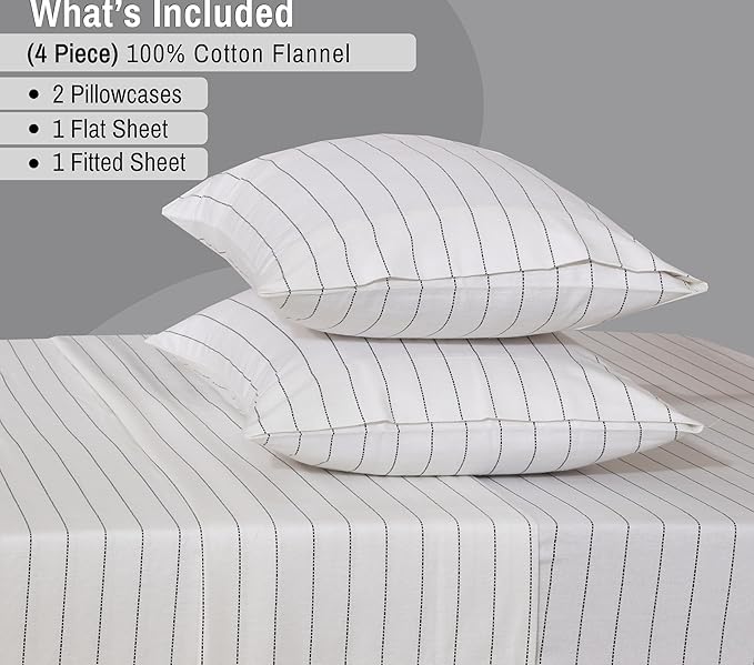 RUVANTI Flannel Sheets Full Size - 100% Cotton Double Brushed Bed Sheets Set, Deep Pockets 16 Inches, All Seasons Breathable & Extra Soft Full Sheets, Warm & Cozy, 4 Piece, Running Dots