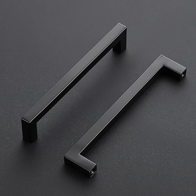 Ravinte 3 Pack Black Cabinet Pulls 6-1/4 Inch Square Kitchen Cabinet Handles Matte Black Kitchen Hardware for Drawer Pulls Drawer Handles Come with Screwdriver