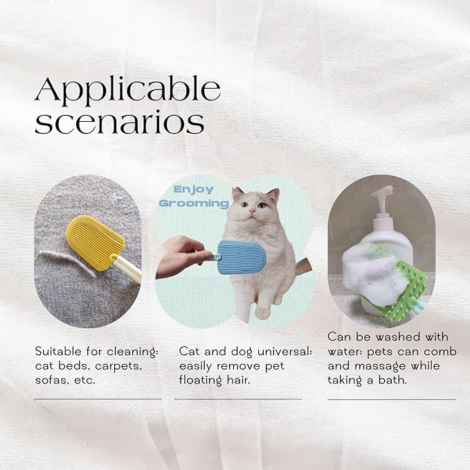 Cat Brush for Shedding,Cat Brushes for Indoor cats,Soft Comb, Short or Long Haired Cats,Pet Grooming,Bath and Massage Brush(3 pcs)-Mewly Pet