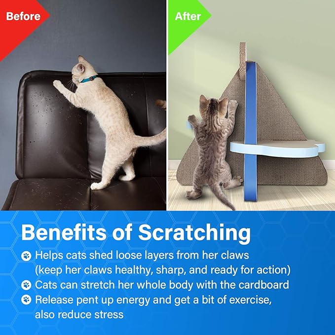 Cat Scratcher Post Board, Mount Fuji Shape Cat Scratching Lounge Bed, Durable Pad Prevents Furniture Damage-Mewly Pet