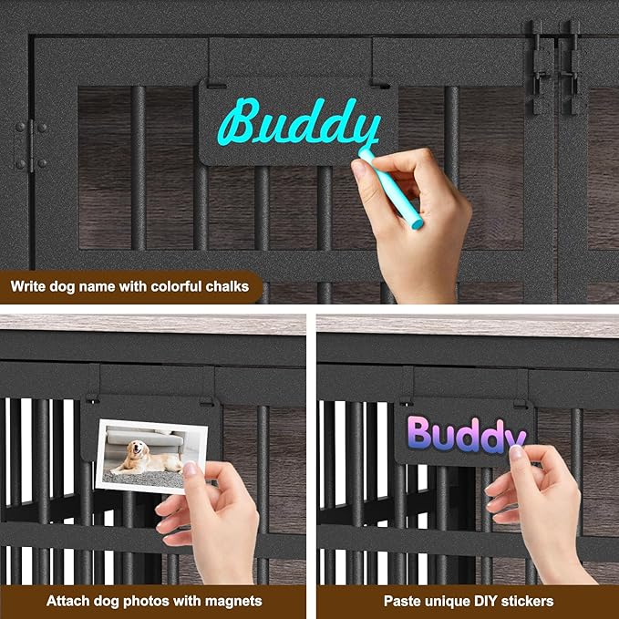 EasyCom 48"/42"/33" XXL Dog Crate Furniture with Casters, Heavy Duty Dog Kennel Indoor for Large Dogs, Escape-Proof and Chew-Proof Dog Cage for high Anxiety Dog, Decorate House as TV Stand, End Table-Mewly Pet