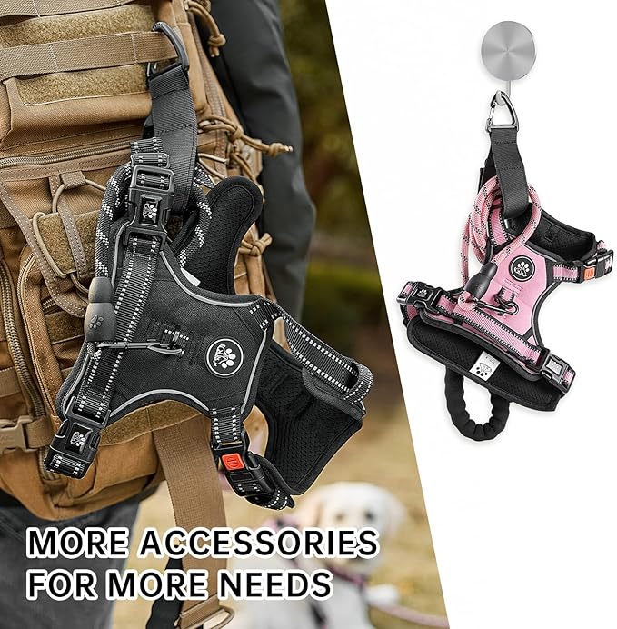 NESTROAD No Pull Dog Harness,Adjustable Oxford Medium Dog Harness with Leash,Reflective No-Choke Pet Vest Harness with Easy Control Soft Handle for Small Medium Large Dogs(M,Pink)-Mewly Pet