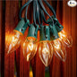 Minetom C9 Clear Christmas String Lights, 50FT 50 Bulbs Bright & Warm Outdoor Christmas Lights, Long Life C9 String Lights for Tree Patio Gazebo Wreath, Green Wire