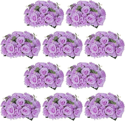 NUPTIO Flower Balls Flowers for Centerpieces: 10 Pcs 15.7 inch Diam Light Purple Artificial Rose Fake Flower Ball Arrangement Bouquet Wedding Centerpieces for Tables Wedding Centerpiece Decorations