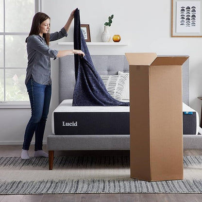 Lucid 10 Inch Memory Foam Mattress - Plush Feel - Infused with Refreshing Bamboo Charcoal and Cooling Gel - Bed in a Box - Temperature Regulating - Pressure Relief - Breathable - Queen Size