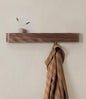 Kazai. Wall-Mounted Coat Rack 'Toke' - Modern Design with Hidden Wall Hooks - Solid Wood Veneer Panel Coat Hanger - Walnut