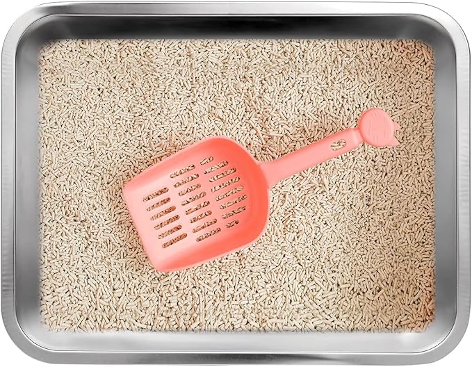Kichwit Large Stainless Steel Cat Litter Box with High Sides, Metal Litter Pan for Cat, Non Stick Smooth Surface, Easy to Clean (17.5" L x 13.5" W x 7.9" H)-Mewly Pet