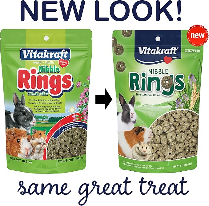 Vitakraft Nibble Rings Small Animal Treats - Crunchy Alfalfa Snack - for Rabbits, Guinea Pigs, Hamsters, and More (Pack of 2)-Mewly Pet