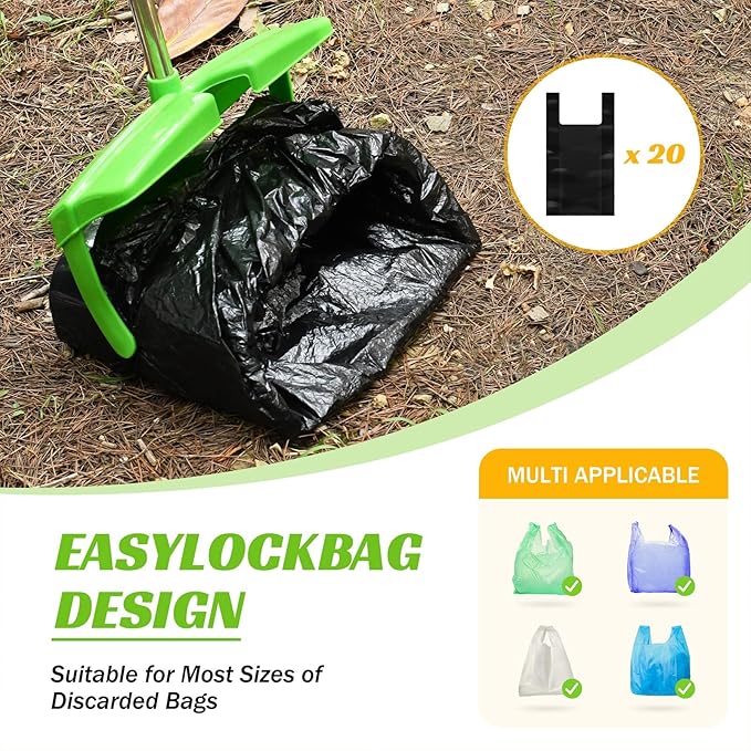 Pooper Scooper with Bag Attachment, 50 inches Long Handle Pooper Scooper, Poop Scooper for Dogs, Dog Poop Scooper for Yard, Pooper Scooper for Large Dogs Heavy Duty, Poop Scooper Bin & Rake-Mewly Pet