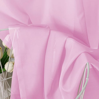 Aiyufeng Light Pink Sheer Curtains 63 Inch Length 2 Panels Set, Semi Transparent Voile Rod Pocket Sheer Window Drapes for Bedroom Bed Canopy Living Room Dining Wedding Party Backdrop, 40W x 63L inch