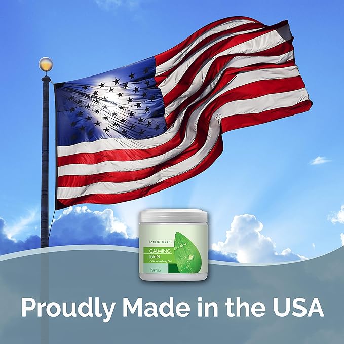 SMELLS BEGONE Air Freshener Odor Absorber Gel - 15 oz, Pack of 2 - Absorbs and Eliminates Odor in Pet Areas, Bathrooms, Cars, & Boats - Made with Essential Oils - Calming Rain Scent-Mewly Pet