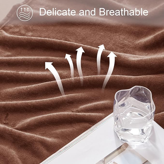 Exclusivo Mezcla Extra Large Fleece Throw Blanket for Couch, Sofa, 300GSM Super Soft and Warm Blankets, Brown Throw All Season Use, Cozy, Plush, Lightweight, 50x70 Inches