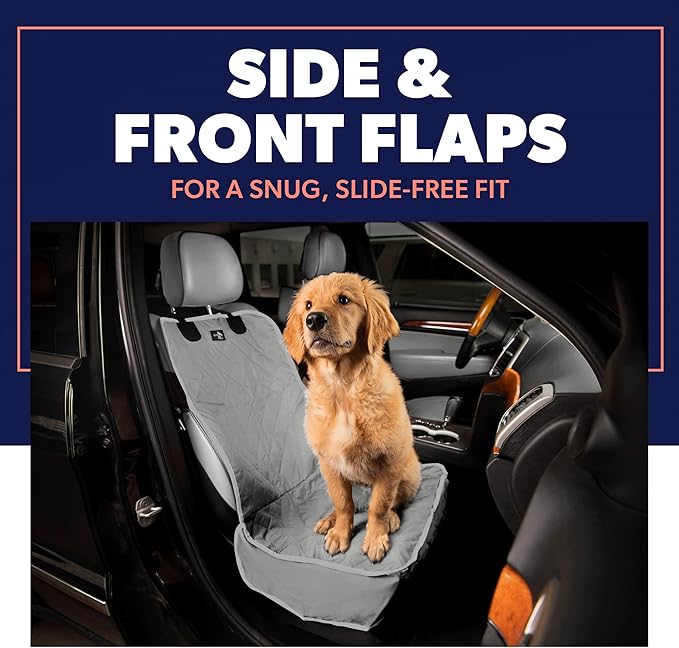 Active Pets Dog Car Seat Cover, Waterproof Front Seat Protector for SUV Truck Sedan, Pet Safety Travel Comfort System with Universal Fit, Grey-Mewly Pet