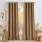 NICETOWN Faux Linen Caramel Blackout Curtains 84 inches Long for Living Room - Privacy Panels for Bedroom, Modern Farmhouse Style Easy Care Grommet Top, 2 Panels, W52 by L84