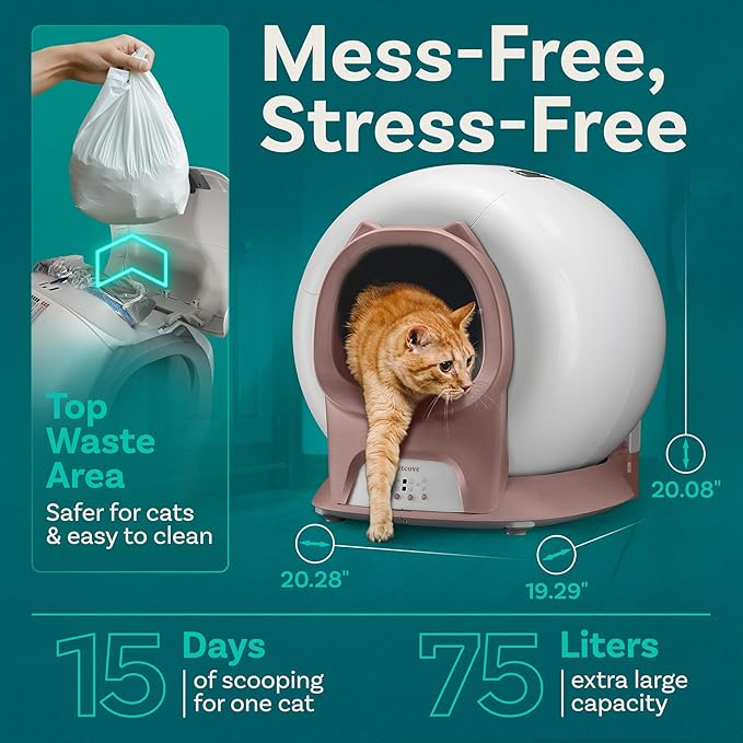 Self Cleaning Litter Box with Auto Safety Sensors for Multiple Cats - Automatic Cat Litter Box Self-Cleaning - Covered Odor Removal with APP Control - Compatible On All WiFi - Electric Robot-Mewly Pet