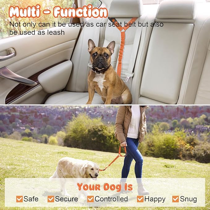 BWOGUE Pet Dog Cat Seat Belts, Car Headrest Restraint Adjustable Safety Leads Vehicle Seatbelt Harness (1 Pack)-Mewly Pet