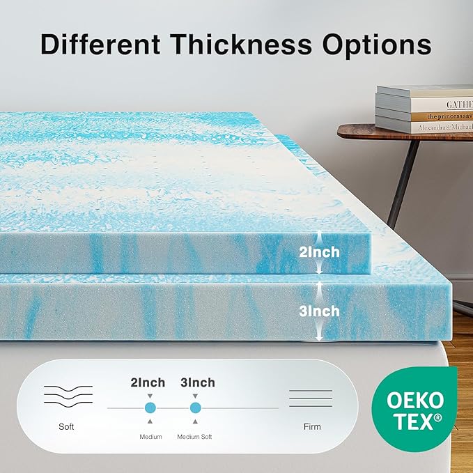 Novilla Memory Foam Mattress Topper King - 2 Inch Cooling Gel Infused Memory Foam | Slow-Rebound Pressure Relief | CertiPUR Certified | Comfort for Sleeper Sofa, RV, Camper, Dorm Room