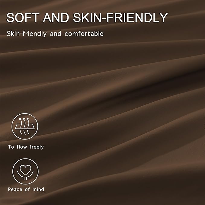 Monbix Queen Comforter Set - 7 Pieces Chocolate Brown Bed in a Bag Queen Bedding Sets with Comforters, All Seasons Down Alternative Comforter Bed Set with Sheets, Pillowcases & Shams
