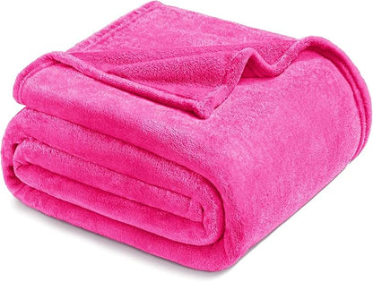 Exclusivo Mezcla Fleece Blanket Queen Size for Bed, Super Soft and Warm, All Season Use, Cozy, Plush, Lightweight, 90x90 Inches, Hot Pink