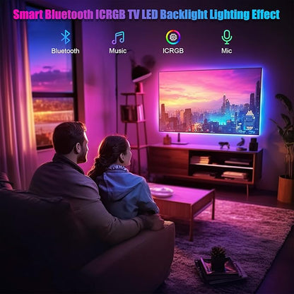 PANTON VILLA LED Lights for 55-75 Inch TVs, 16.4FT ICRGB TV LED Backlight Kit with APP & Remote Control, Music Sync, USB Powered