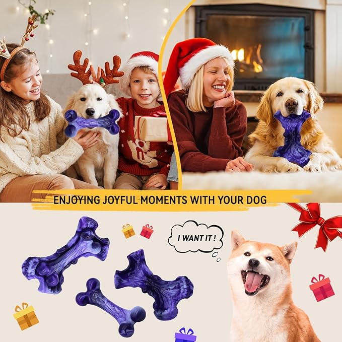 Magicorange Tough Dog Toys, Chew Toys for Aggressive Chewers, Dog Bone Toy Nylon Almost Indestructible Dogs Toy for Teeth Cleaning and Training (Purple)-Mewly Pet