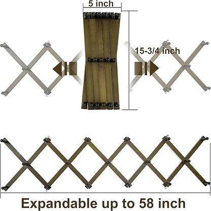 WEBI Accordion Wall Hanger,Expandable Wooden Hat Rack for Wall Mounted Coat Rack,Accordion Hat Hooks Holder for Baseball Caps,17 Peg,Dark Walnut