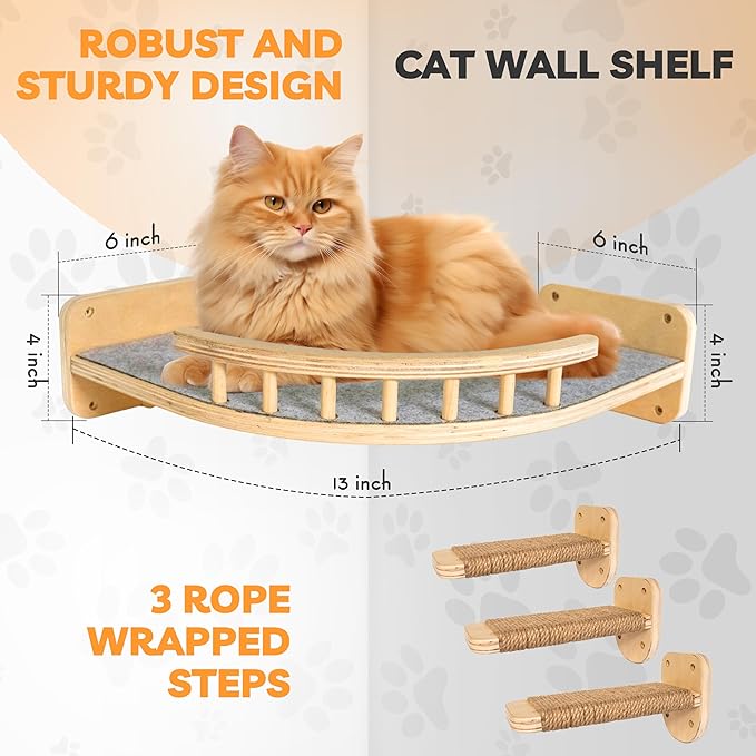 UNTITLDW Wall-Mounted Cat Shelves – Sleek, Durable Multi-Level Shelf with Floating Perch, Hammock, Cat Bed & Platform – Space-Saving Design for Play & Lounging – Easy Setup for Active Cats-Mewly Pet