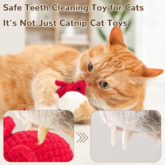 Retro Shaw Catnip Toys Crochet Mouse, 6 Pcs Yarn Cat Nip Mice Safe Teeth Cleaning Chew Toy for Indoor Kittens Kitty, Interactive Catnip Cat Kicker Toys-Mewly Pet