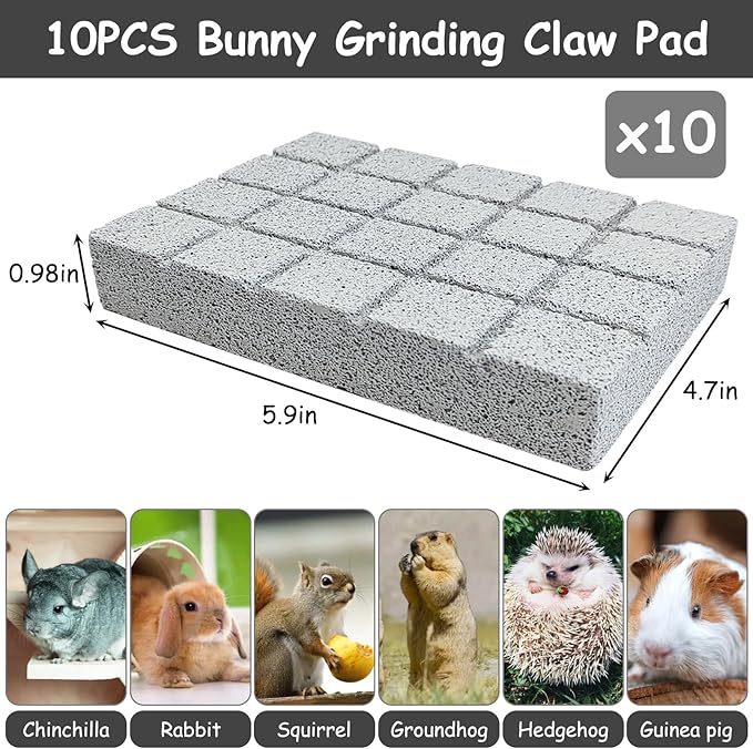 Hamiledyi 10PCS Rabbit Scratching Pad Bunny Lava Grinding Claw Board Small Animal Foot Pad Hamster Chew Toys for Gerbil Chinchilla Hedgehog Guinea Pig Cage Accessories-Mewly Pet