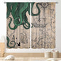 Nautical Octopus Curtains, Coastal Old Pirate Map Sailboat Compass Vintage Magic Ocean Kraken Octopus Tentacles Window Drapery Treatment for Bedroom Living Room Kitchen Bathroom 2 Panels, 63"x72" Inch