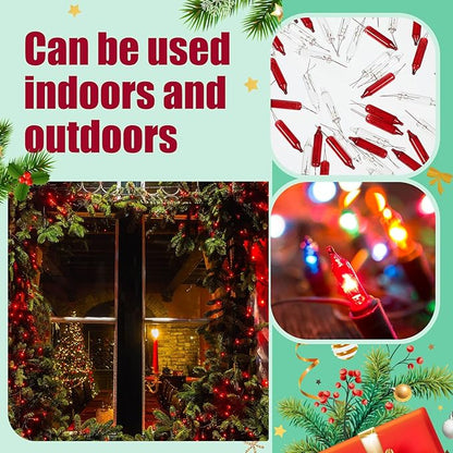 Mudder 200 Count 2.5V Christmas 50/100/150/200 Count Mini Incandescent Wire String Lights Replacement Bulbs Indoor/Outdoor Christmas Lights Decorations for Home Xmas Tree(Warm Red)