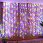 HXWEIYE 300LED Fairy Curtain Lights, 9.8x9.8Ft USB Plug-in 8 Modes Christmas String Hanging Lights with Remote for Bedroom Backdrop Wedding Party Indoor Wall Decor, Multicolor, Standard