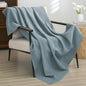 PHF 100% Cotton Waffle Weave Throw Blanket，Pre-Washed Snag Proof Lightweight Breathable Moisture-Wicking for Layering in Cold Weather for Couch Bed,Machine Washable,Home Decor Gift-Ocean