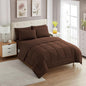 Sweet Home Collection 7 Piece Comforter Set Bag Solid Color All Season Soft Down Alternative Blanket & Luxurious Microfiber Bed Sheets, Brown, Full