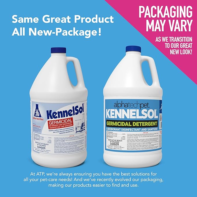 ATP KennelSol 1-Step Kennel Cleaner - 1 Gallon (Pack of 4) Liquid Disinfectant, Effective Against Bacteria and Viruses, Deodorizer Wintergreen Scent by Alpha Tech Pet-Mewly Pet