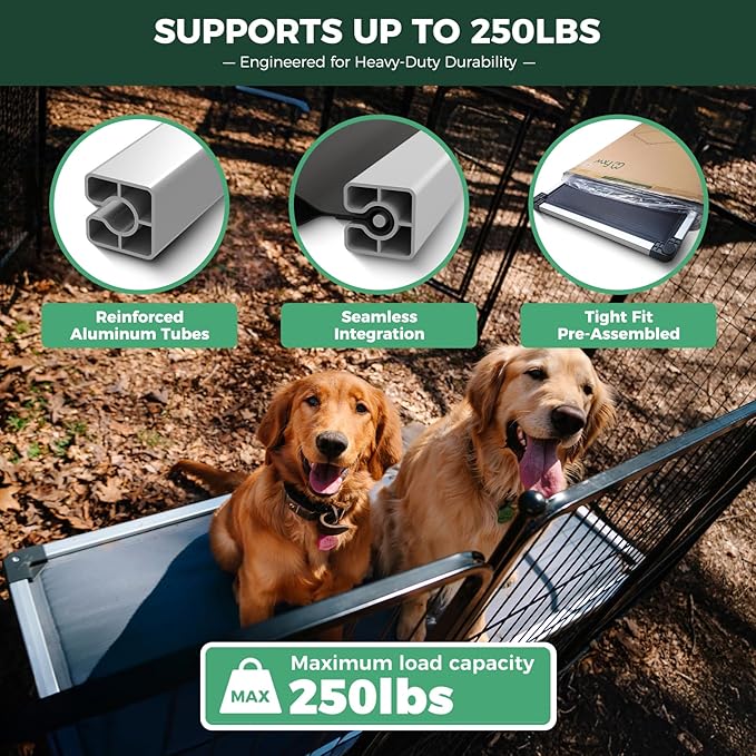 FXW TitanNest Chew-Proof Elevated Dog Bed, Raised Cot for Indoor/Outdoor/Camping Use, Durable & Washable Padded Pet Bed for Large Dogs, 50.0" L x 31.0" W x 7.3" H, Gray-Mewly Pet