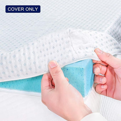 Subrtex 4 Inch Mattress Topper Cover (Only Cover) Mattress Topper Protector Bedding Rayon Made from Bamboo Removable Mattress Encasement with Zippers, Queen