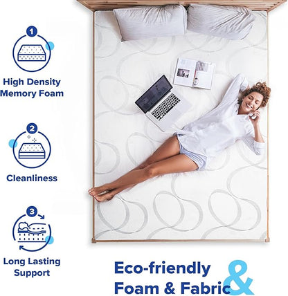 Olee Sleep Twin Mattress, 7 Inch Flex Gel Memory Foam Mattress, Gel Infused for Comfort and Pressure Relief, CertiPUR-US Certified, Bed-in-a-Box, Medium Firm, Twin Size
