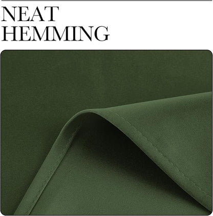 NICETOWN Dark Green Blackout Cafe Satin Curtains for Small Windows, 42" Wide by 84" Long, 2 Panels, Grommet Noise Reducing Faux Silk Blackout Drapes for Dining Room