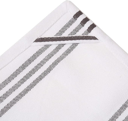 Urban Villa Kitchen Towels 100% Cotton Pack of 6, Highly Absorbent Quick Drying Super Soft Premium Dish Towel for kitchen with Hanging Loop Hand & Tea Towels - 20x30 Inch, (Dove Grey & White, Striped)