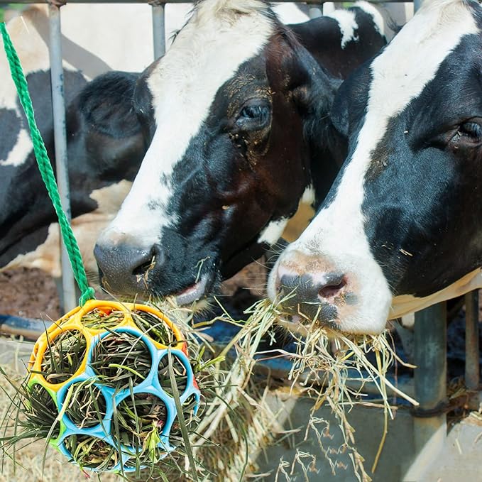 Besimple 2 Pack Horse Treat Ball Hay Feeder Toy, Goat Feeder Ball Hanging Feeding Toy for Horse Goat Sheep Relieve Stress (Colorful)-Mewly Pet