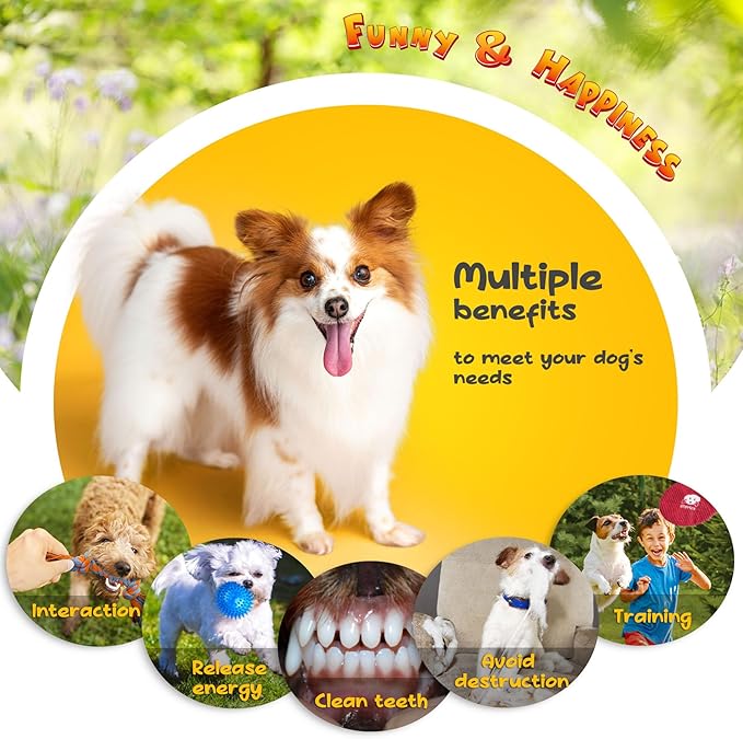 KIPRITII Puppy Toys for Dog Teething -25 Pack Various Puppy Chew Toys with Rope Toys, Dog Treat Balls & Squeaky Toy for Puppy and Small Dogs-Mewly Pet