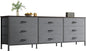 Huuger 63 Inch Dresser for Bedroom, Dresser for Closet with 9 Drawers, Large TV Stand for 55, 65, 70 Inch TV, Entertainment Center with Storage, Wide Long Chest of Drawers, Walnut and Dark Grey