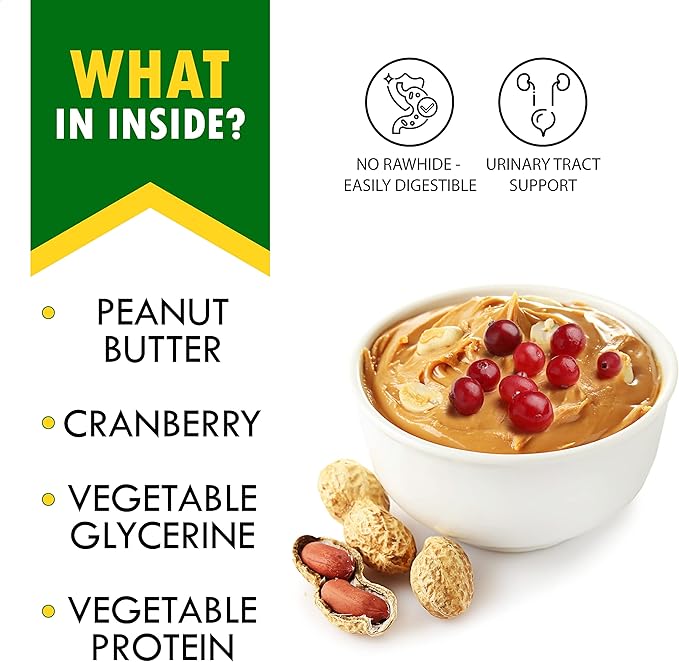 Dog Treats Peanut Butter Bones with Cranberry & Rawhide Free Chew 11 Oz - Pet Natural Mini & Big Snacks Healthy Collagen & Bulk Best Chews for Small & Large Dogs - Made for USA (Peanut Butter)-Mewly Pet