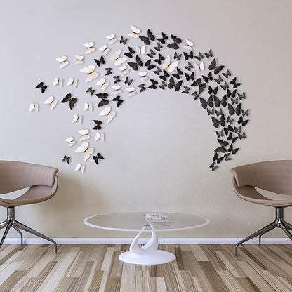24pcs 3D Vivid Special Man-Made Lively Butterfly Art DIY Decor Wall Stickers Decals for Nursery, Bathroom, Office, 3D Crafts