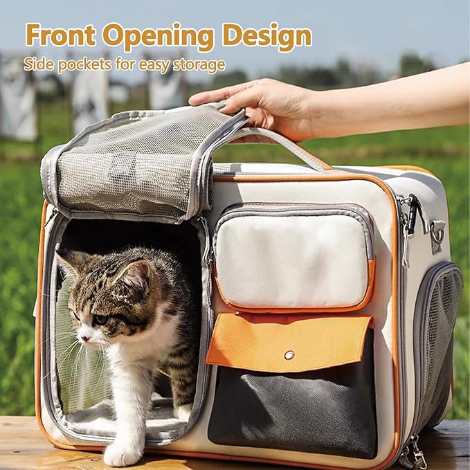 Dog Backpack, Pet Backpack with Upgrade Waist Cushion Design to Better Fit The Waist, Ventilated Soft Cat Backpack for Travel, Hiking, Camping(Gray)-Mewly Pet