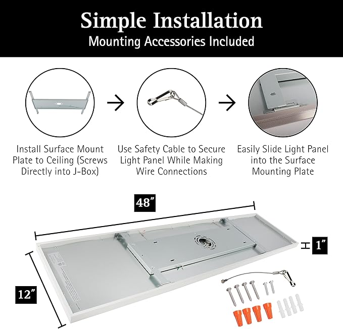 Ultralux 1x4 ft LED Light Panel - Edge Lit, Surface Mount Ceiling for Home & Office TRIAC Dimmable, Flicker-Free Slim with Adjustable Color Temperature (Matte White), 1x4 (2 Pack)