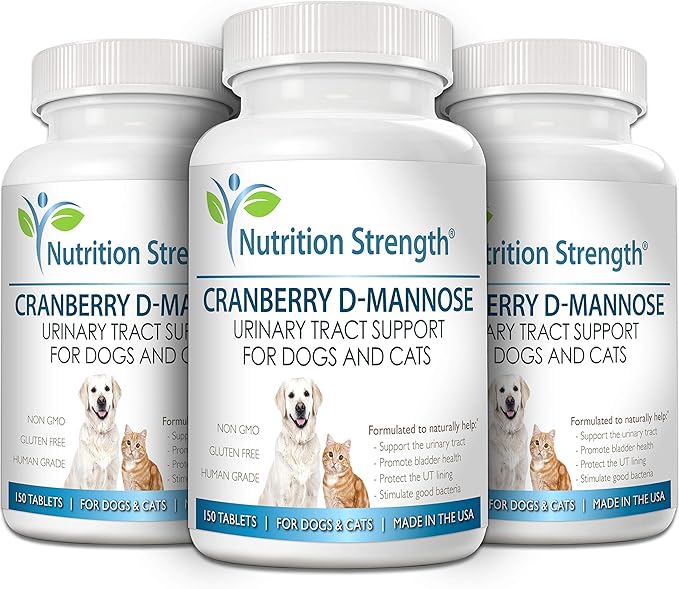 Cranberry D-Mannose for Dogs, Support for Bladder & UTI, Pet Urinary Tract + Immune Health Supplement, Cranberry for Dogs with D-Mannose & Vitamin C, 150 Chewable Tablets-Mewly Pet