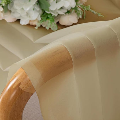 OWENIE Sheer Curtains 54 Inch Length 2 Panels Set, Gold Sheer Curtain for Living Room, Clear Short Curtains for Small Window, 2 Pcs 84 Width 54 Long, Gold